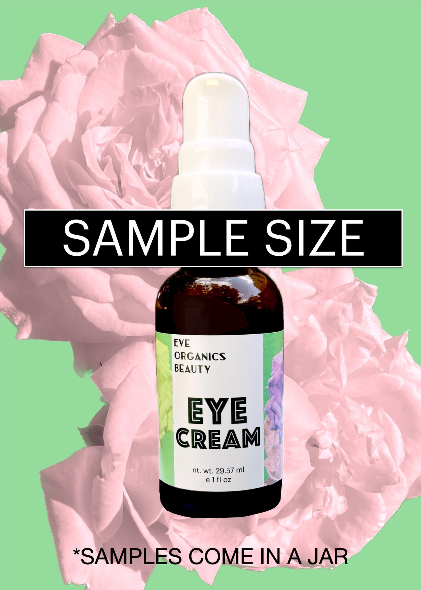 SAMPLE SIZE EYE CREAM. PLEASE NOTE THAT SAMPLES FOR EYE CREAM COME IN A SMALL JAR. THIS PHOTO FOR REFERENCE ONLY.