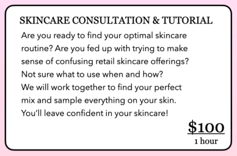 SKINCARE CONSULTATION & TUTORIAL